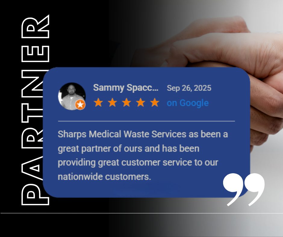 five star review on Google that Sharps Medical Waste Services received for providing great customer service to a client's nationwide customers