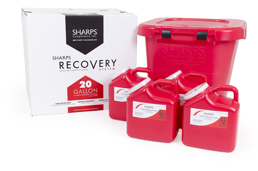 20-gallon red biohazard waste collection containers